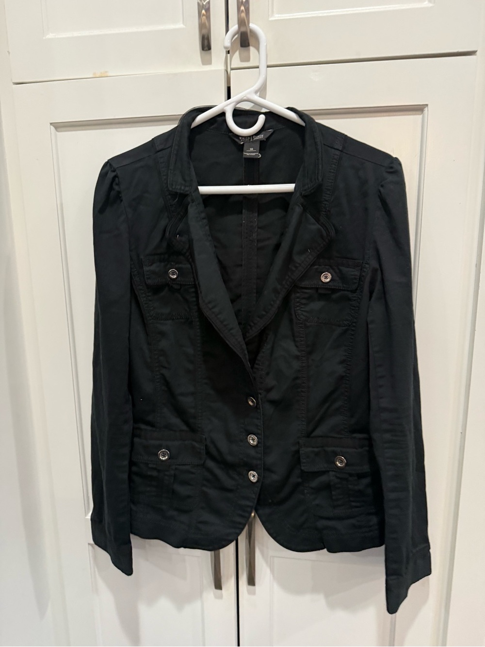 White House Black Market Black Button-Front Tailored Blazer
